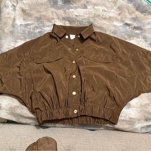 Zara Brown Button Down Shirt and matching Cuffed Hem Pants